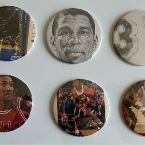 Lot Of 6 Basketball Players. 3 Inch Fridge Magnets. From Old Beckett Magazine
